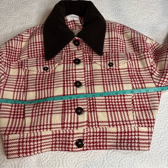 ba&sh Red and Cream Plaid Bomber Jacket - Picture 14 of 16